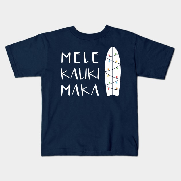 Mele Kalikimaka Hawaiian Christmas Surfboard Kids T-Shirt by ECStudios